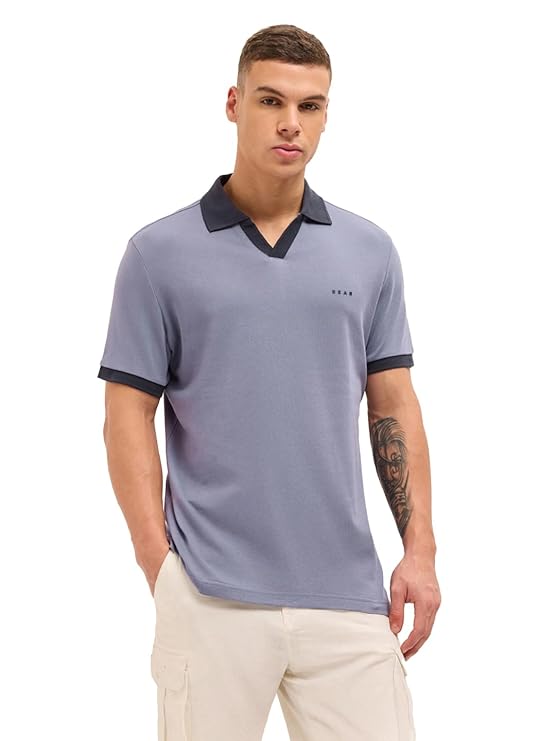Men's Cotton Solid Regular Fit Purple Polo
