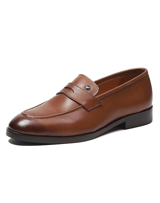 Monte Carlo Mens Solid Slip on Genuine Leather Penny Loafers (201828FW)