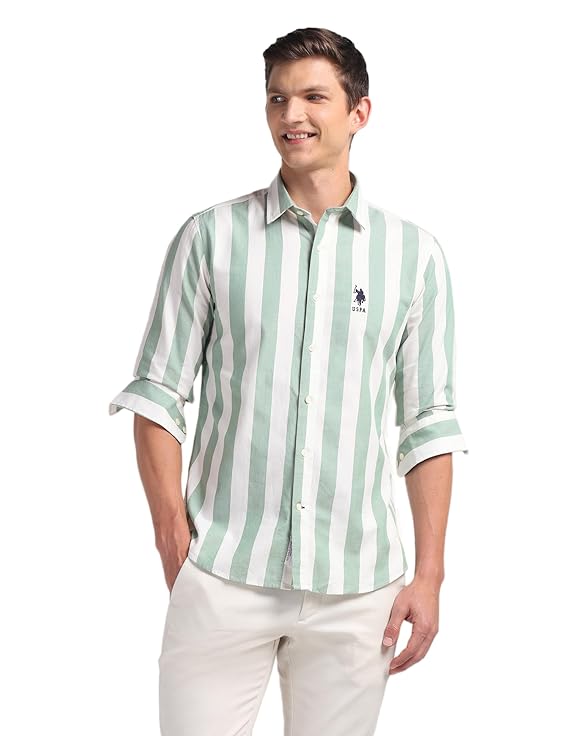 U.S. POLO ASSN. Men's Cotton Regular Fit US Polo Ass.Checked Button Down Long Sleeve Casual Regular 1621 Casual Shirts (UDSHT1441)