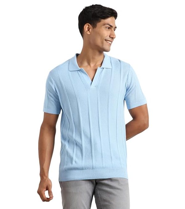 NOBERO Men's Urban Textured Polo Shirt - 100% Cotton Flat Knit, Regular Fit, Vibrant Hues, Classic Polo Collar with 4-Inch Placket, Soft & Breathable Casual Wear