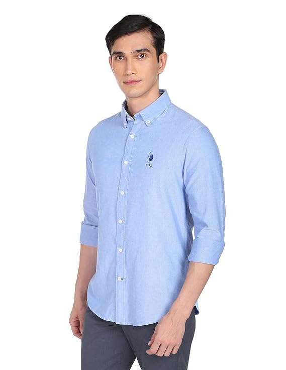 U.S. Polo ASSN. Men's Cotton Tailored Fit Solid Oxford Button Down Casual Shirt